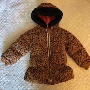 Hanna Andersson - Girls Winter Cheetah Print Coat, Size 90
